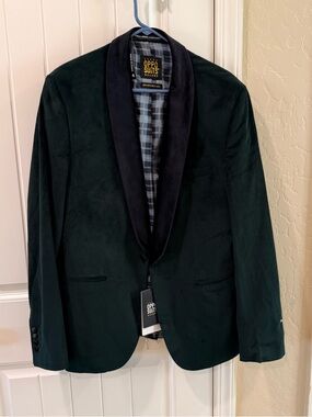 Opposuits Velvet Dark Green Blazer with Black tuxedo Shawl Lapel